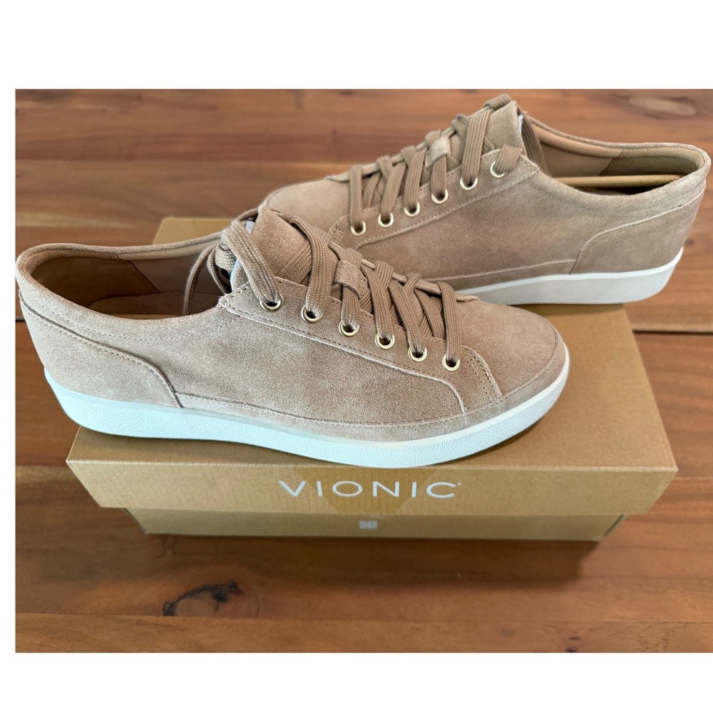 Vionic Winny Desert Sand Suede Sneakers Shoes Low Top Lace Up NEW Women's 9.5